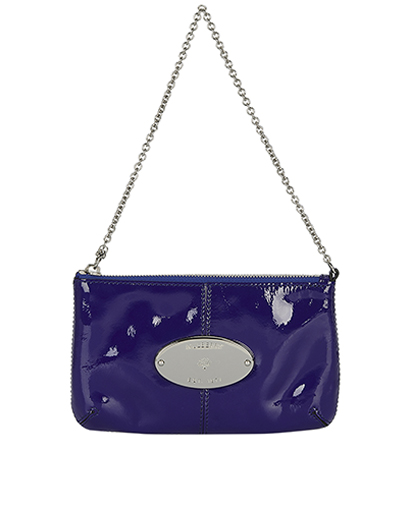 Charlie Pouch W Chain, &pound;75, Handbags, Blue, Patent Leather, Front view